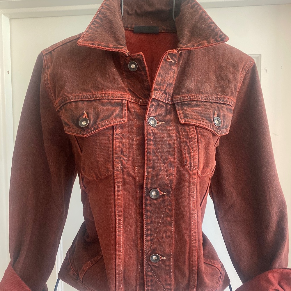 DKNY Vintage Red Wash Jeans Jacket Sz S